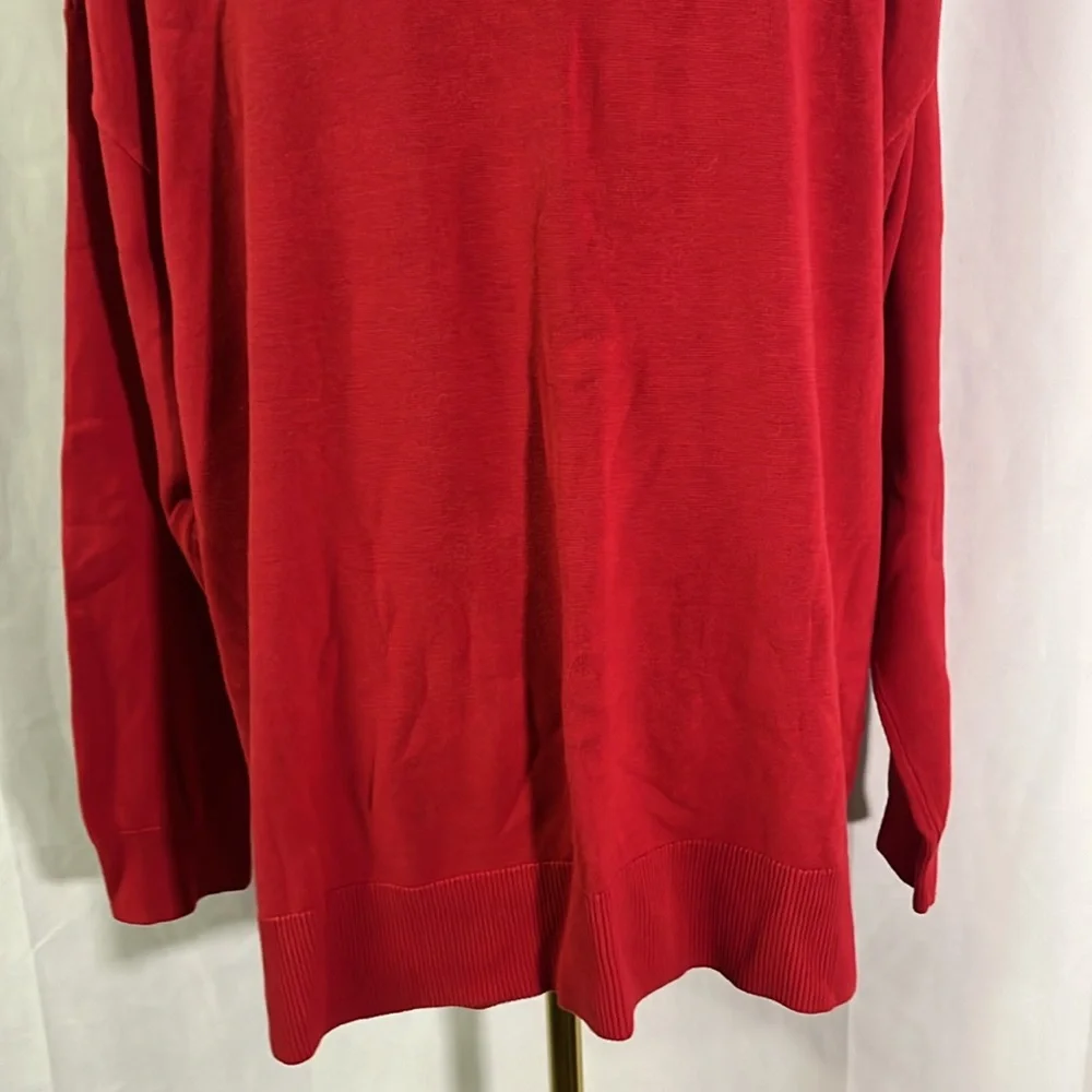 NWT Karen Scott Red Front Seam Mock Neck Cotton Sweater